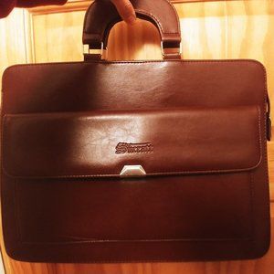 Faux leather brown briefcase
